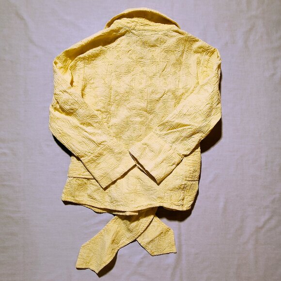 Coldwater Creek Women's Medium Yellow Embroidered Button-down Blouse - Picture 3 of 12